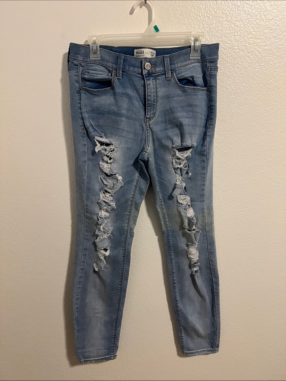 Mudd Washed Blue Skinny Distressed Jeans